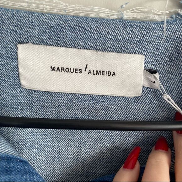 Marques Almeida Belted Cropped Raw Hem Denim Jacket Large - Picture 3 of 8